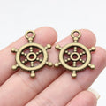 29.6x22mm 2.8g Antique Bronze Tone Zinc Alloy Ship Wheel Charm Pendant for Nautical Jewelry DIY