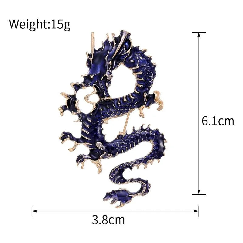Luxury Orange Enamel Dragon Brooch, Alloy Zodiac Dragon Lapel Pin Corsage Suit Accessory Gift