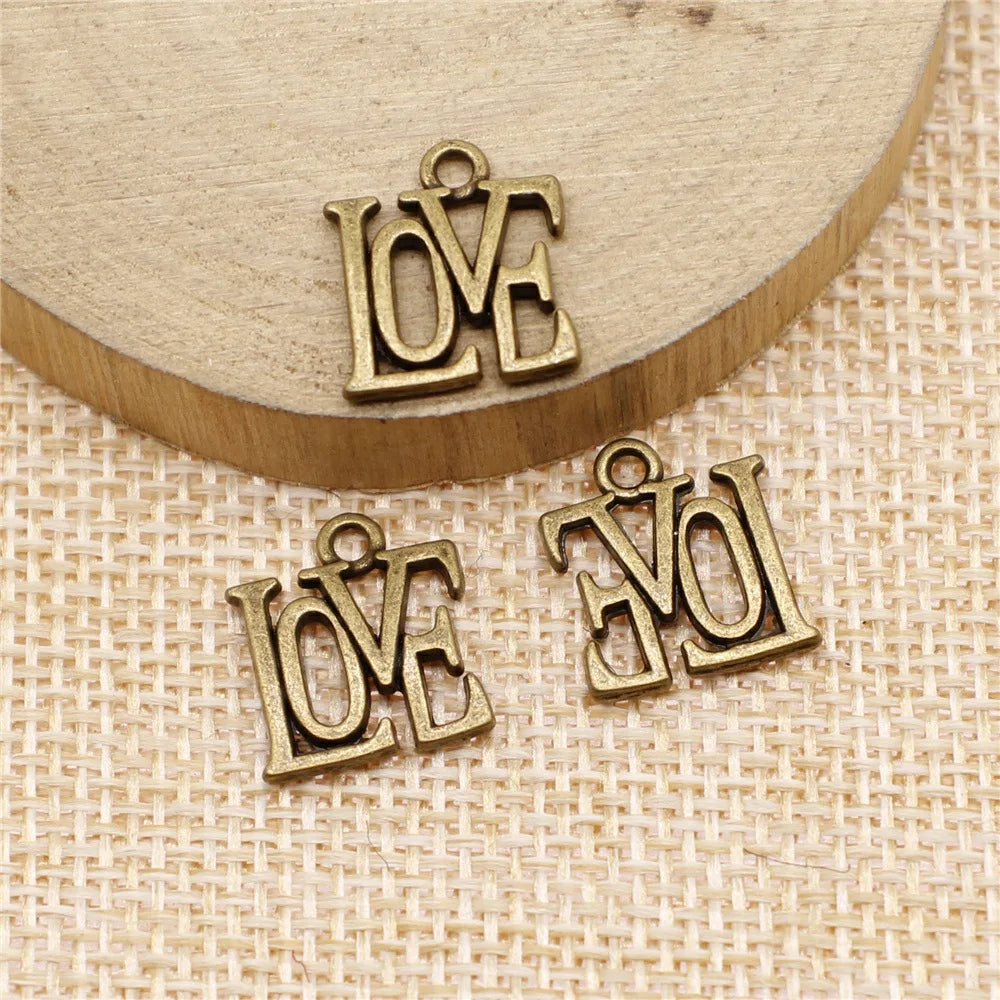 15x13mm 1.1g Multicolor Zinc Alloy LOVE Letter Charm Pendant for Bracelet Necklace Making