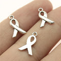 14x9mm 0.4g Antique Silver Zinc Alloy Small Ribbon Charm Pendant for Awareness Jewelry Making