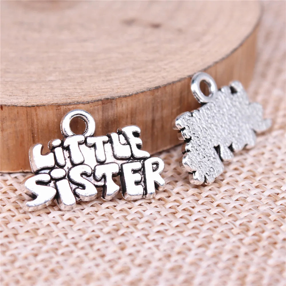 19x13mm 1.32g Antique Silver Zinc Alloy Little Sister Charm Pendant for DIY Necklace Bracelet Making