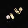 Elegant French Pearl Ear Cuff Stud & Clip On No Piercing Gold Alloy Ear Bone Wrap Earrings
