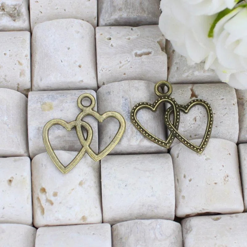 23x24MM Antique Silver Zinc Alloy Heart Charm Pendant for DIY Necklace Bracelet Jewelry Making