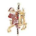 Luxury Christmas Rhinestone Enamel Brooch Tree Bell Penguin Boot Reindeer Lapel Pin Corsage Gift Accessory