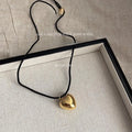 14K Gold Plated Copper Heart Pendant Necklace For Women Trendy Sweet Cool Sweater Chain