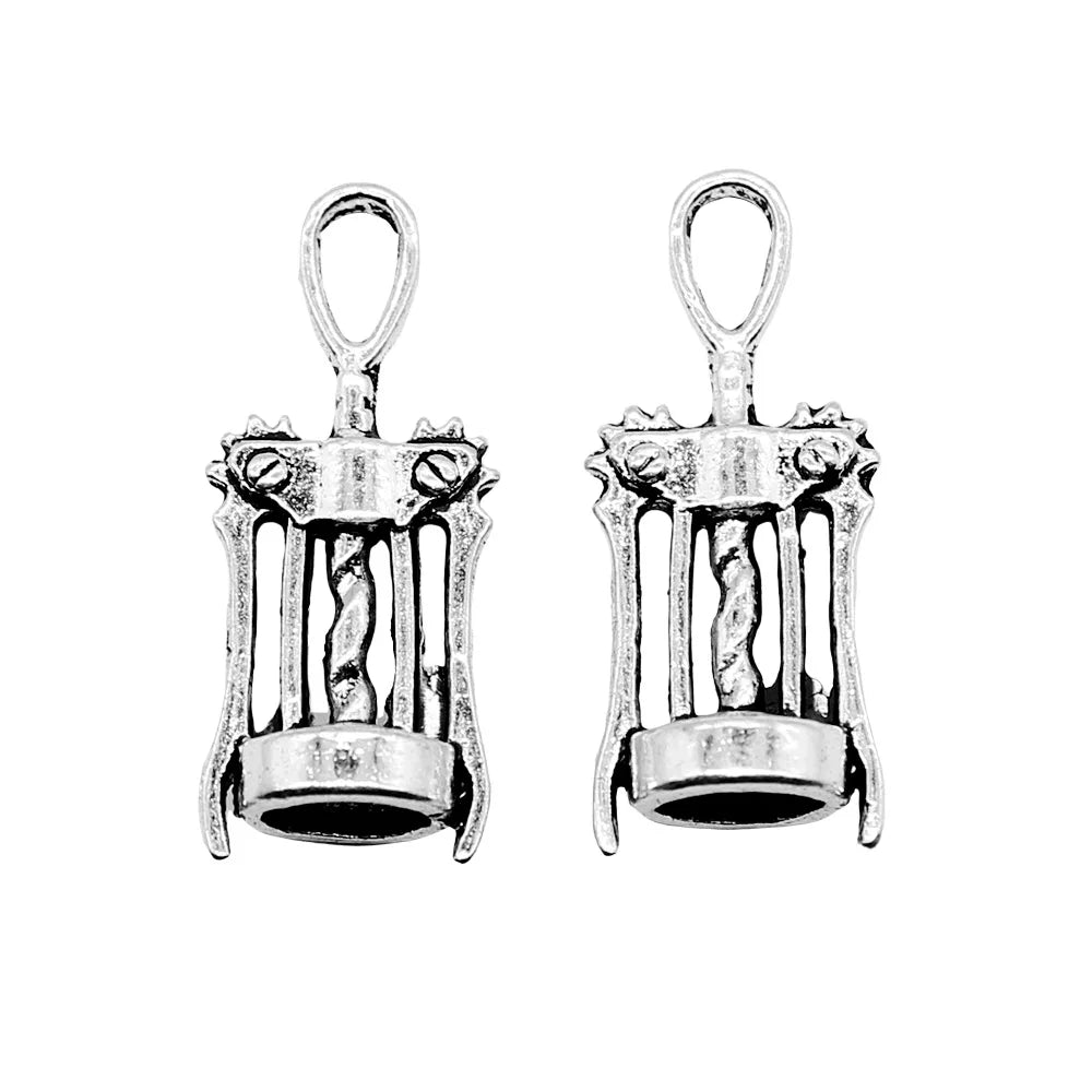 26x9mm 1.7g Antique Silver Zinc Alloy Wine Bottle Opener Charm Pendant for DIY Jewelry Making