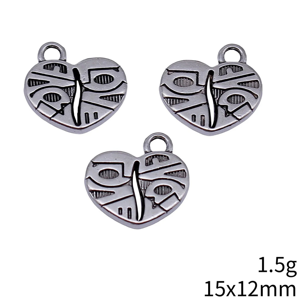 15x12mm 1.5g Antique Silver Zinc Alloy LOVE Heart Charm Pendant for DIY Necklace Bracelet Jewelry