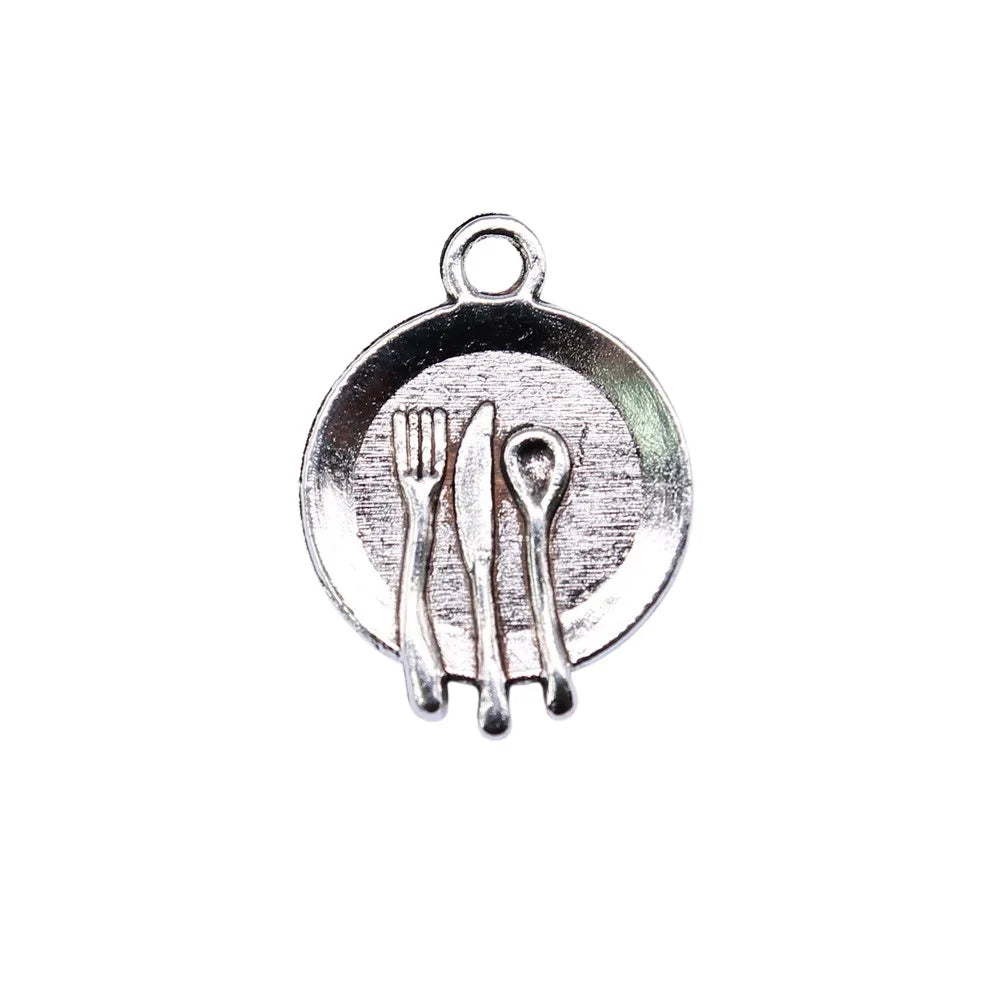15mm 0.8g Multicolor Zinc Alloy Tableware Charm Pendant for DIY Bracelet Necklace Jewelry Making