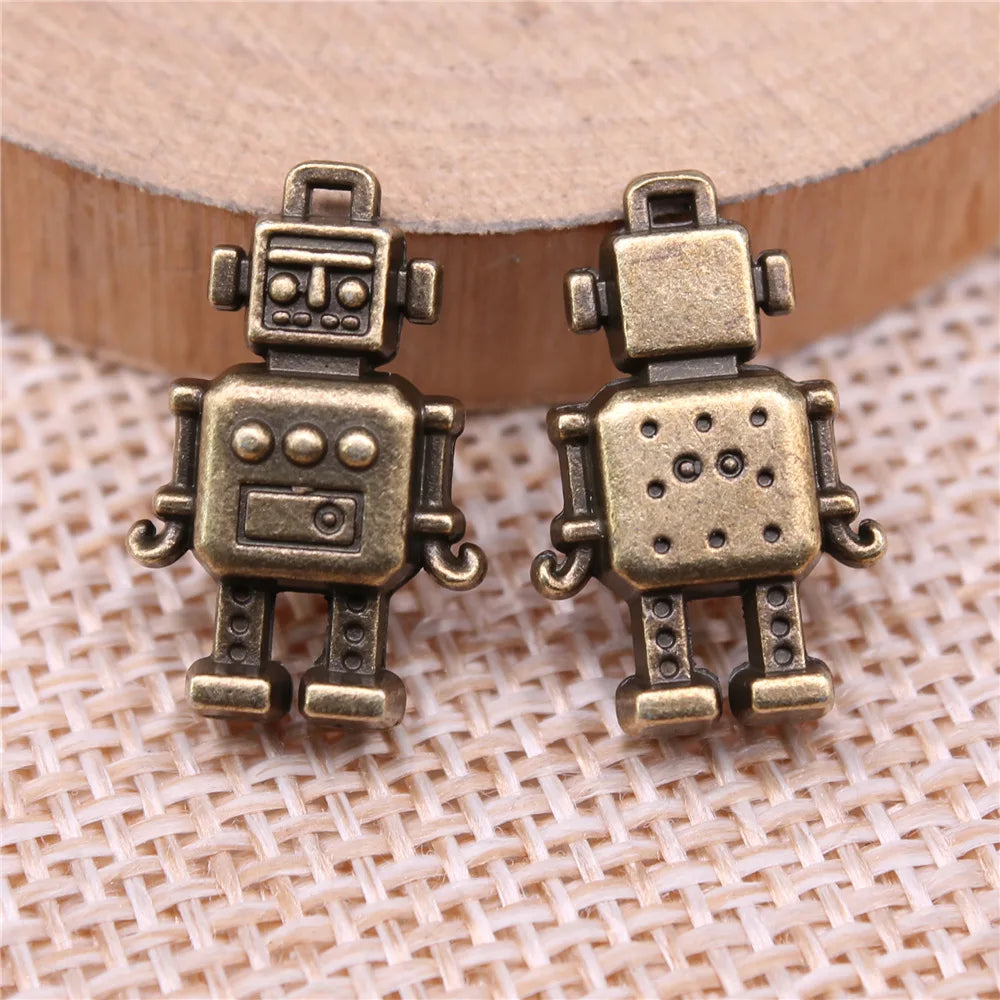 12x18mm 2.4g Multicolor Zinc Alloy Robot Charm Pendant for DIY Necklace Bracelet Keychain Jewelry