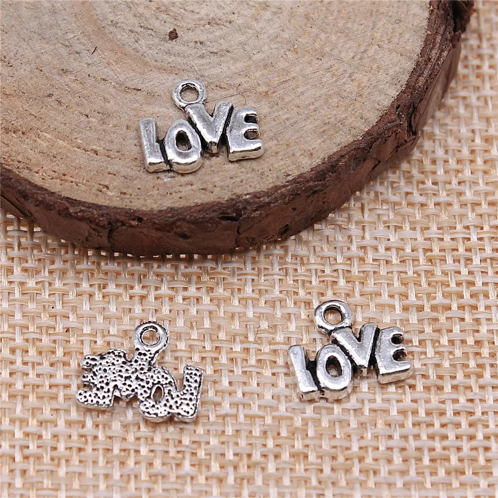 12x10mm 0.7g Multicolor Zinc Alloy Love Letter Charm Pendant for DIY Bracelet Necklace Making