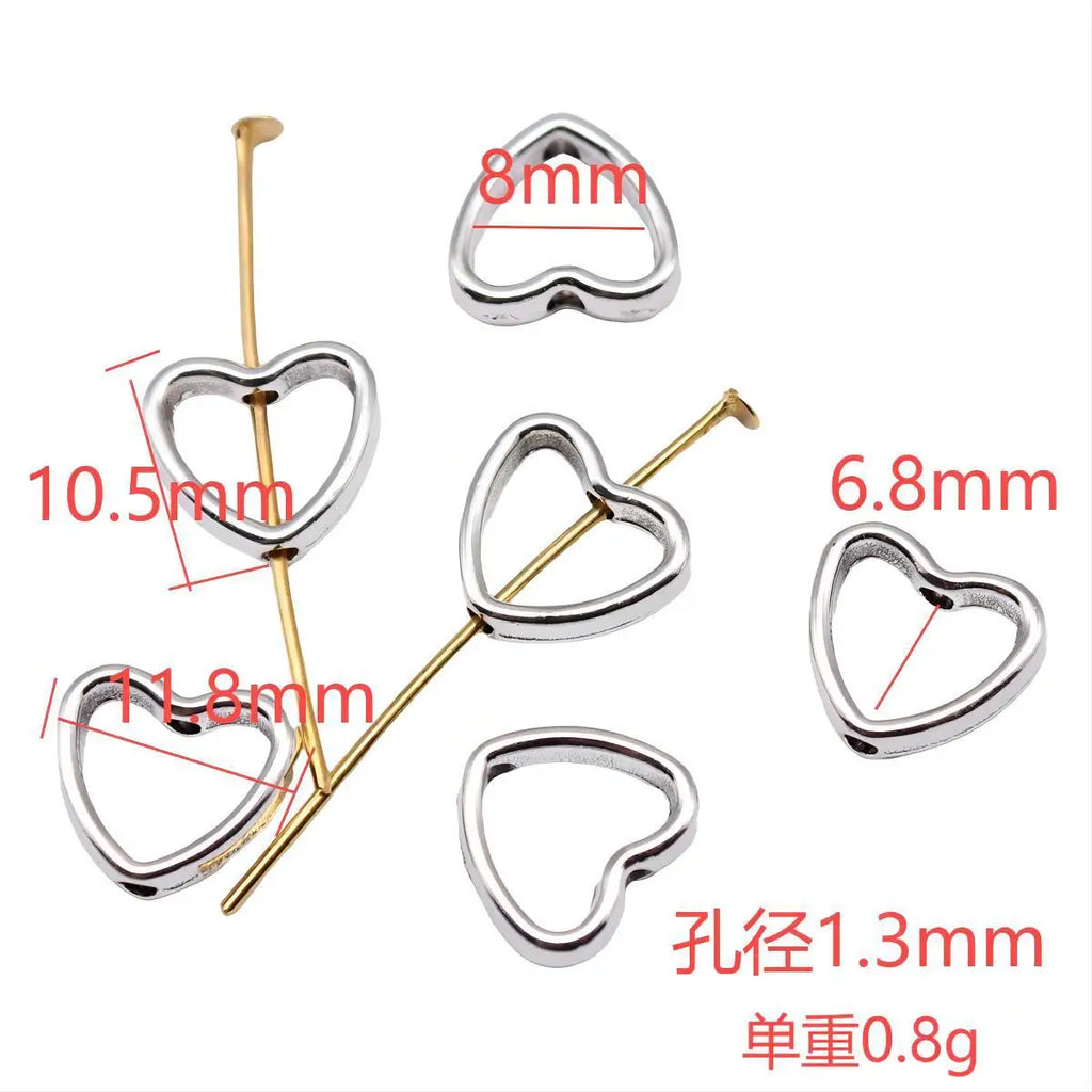 11x12x1.3mm 0.9g Zinc Alloy Heart Connector Charm Findings for DIY Bracelet Necklace Jewelry Making