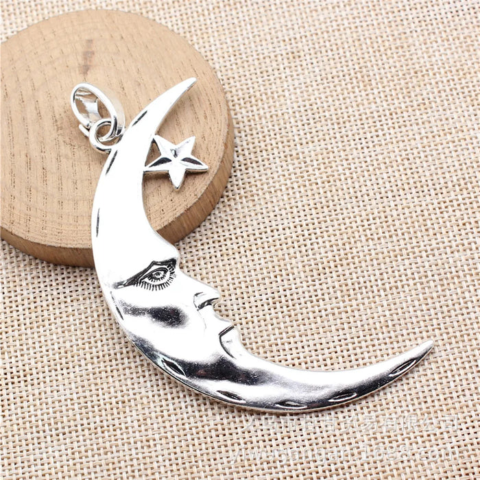 89x50mm 16.4g Zinc Alloy Large Moon Star Charm Pendant for Necklace Bracelet Bag DIY Jewelry Making