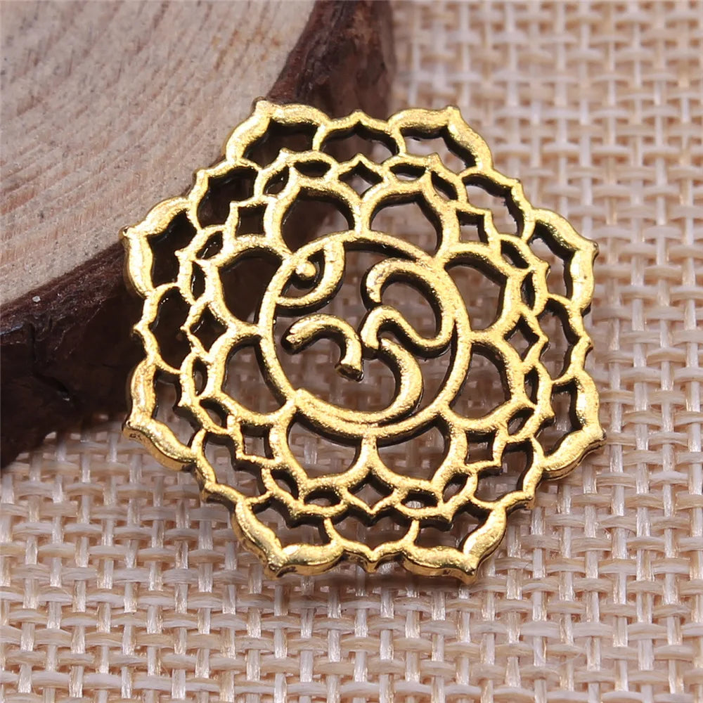 26x26mm 3.6g Antique gold zinc alloy OM Symbol charm pendant for DIY necklace jewelry making