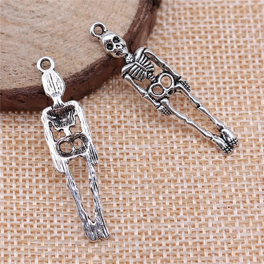 38x7mm 1.6g Multi Color Zinc Alloy Skull Charm Pendant for DIY Gothic Necklace Bracelet Jewelry Making