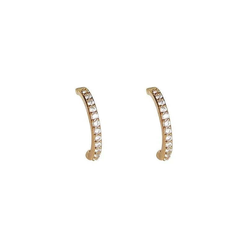 Minimalist Luxury Geometric Line Micro Pave Zircon 14K Plated Copper Stud Earrings
