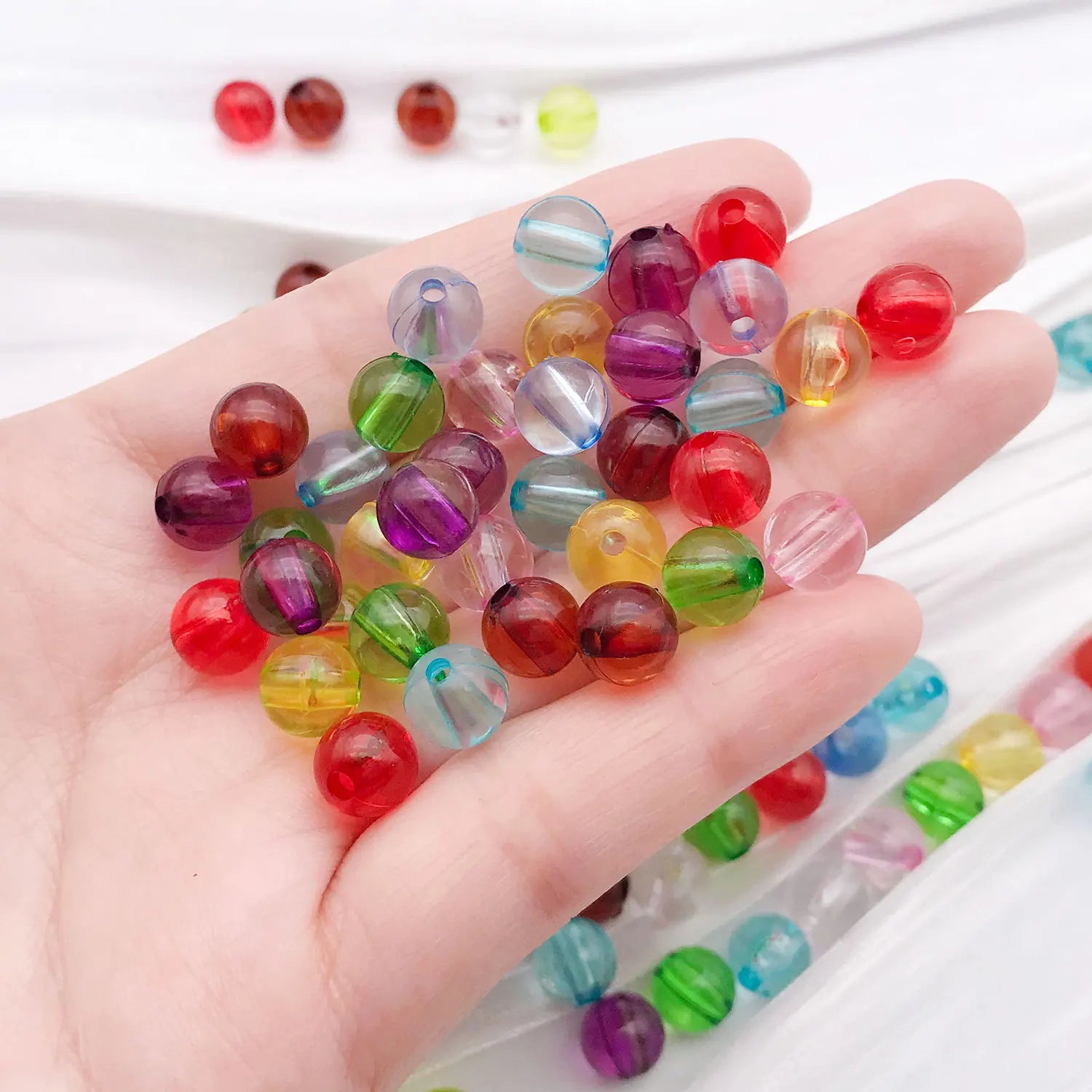Transparent Faceted Acrylic Round Spacer Beads for Bracelet and Necklace Jewelry Making