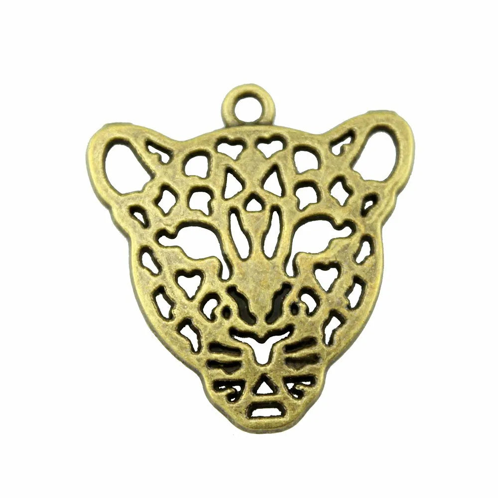28x26mm 3g Multicolor Zinc Alloy Leopard Head Charm Pendant for DIY Animal Jewelry Accessories