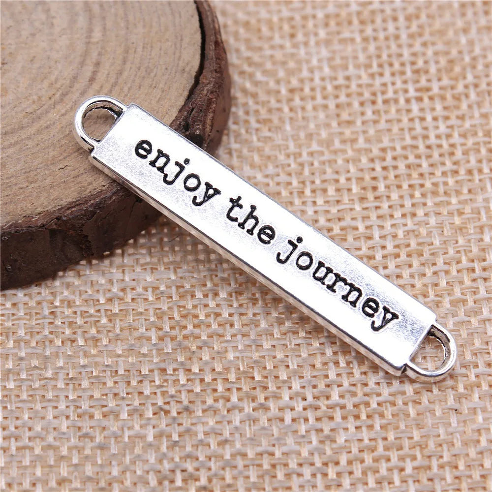 49x8mm 2.8g Multicolor Zinc Alloy Enjoy The Journey Bar Connector Charm for Bracelet Jewelry Making