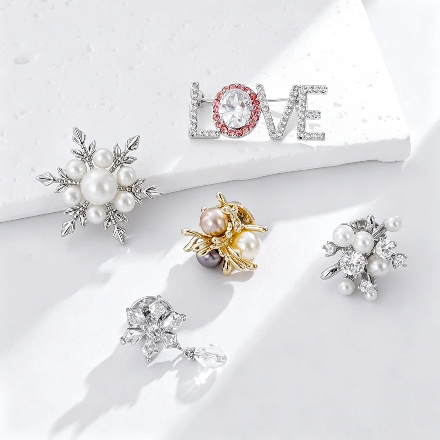 Luxury Bowknot Zircon Rhinestone Enamel Pearl Brooch, Elegant Gold Alloy Lapel Pin Suit Accessory Gift