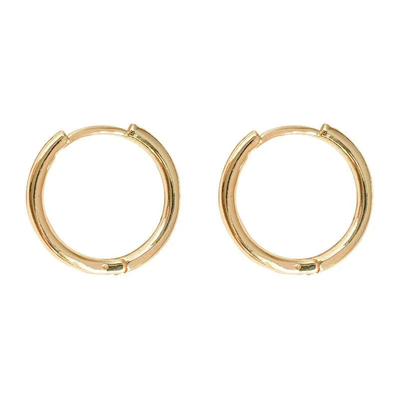 Vintage Minimalist Copper Round Hoop Stud Earrings Smooth Metal Geometric Everyday Jewelry