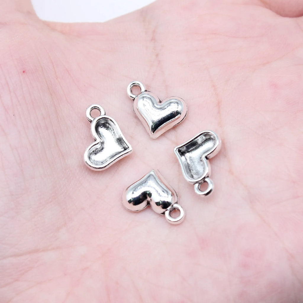 10x14mm 0.82g Antique Silver Zinc Alloy Heart Charm Pendant for DIY Necklace Bracelet Making