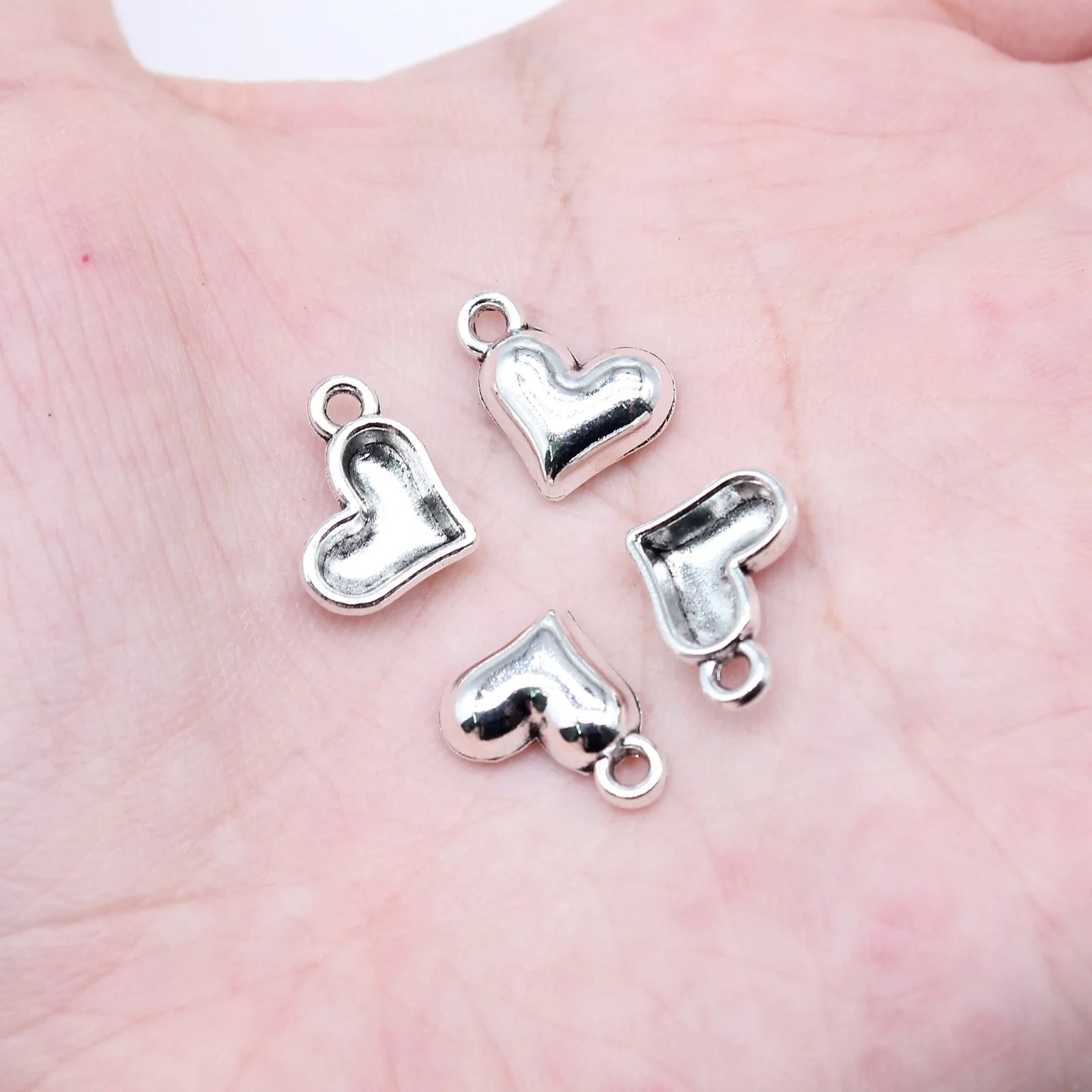 10x14mm 0.82g Antique Silver Zinc Alloy Heart Charm Pendant for DIY Necklace Bracelet Making