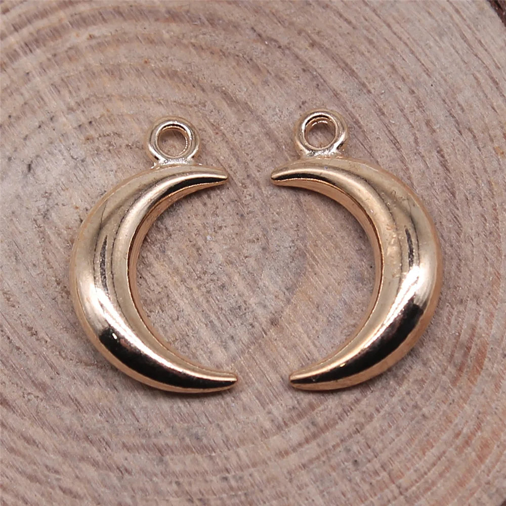 18x10mm 1.25g Multicolor Zinc Alloy Moon Charm Pendant for DIY Necklace Bracelet Jewelry Making