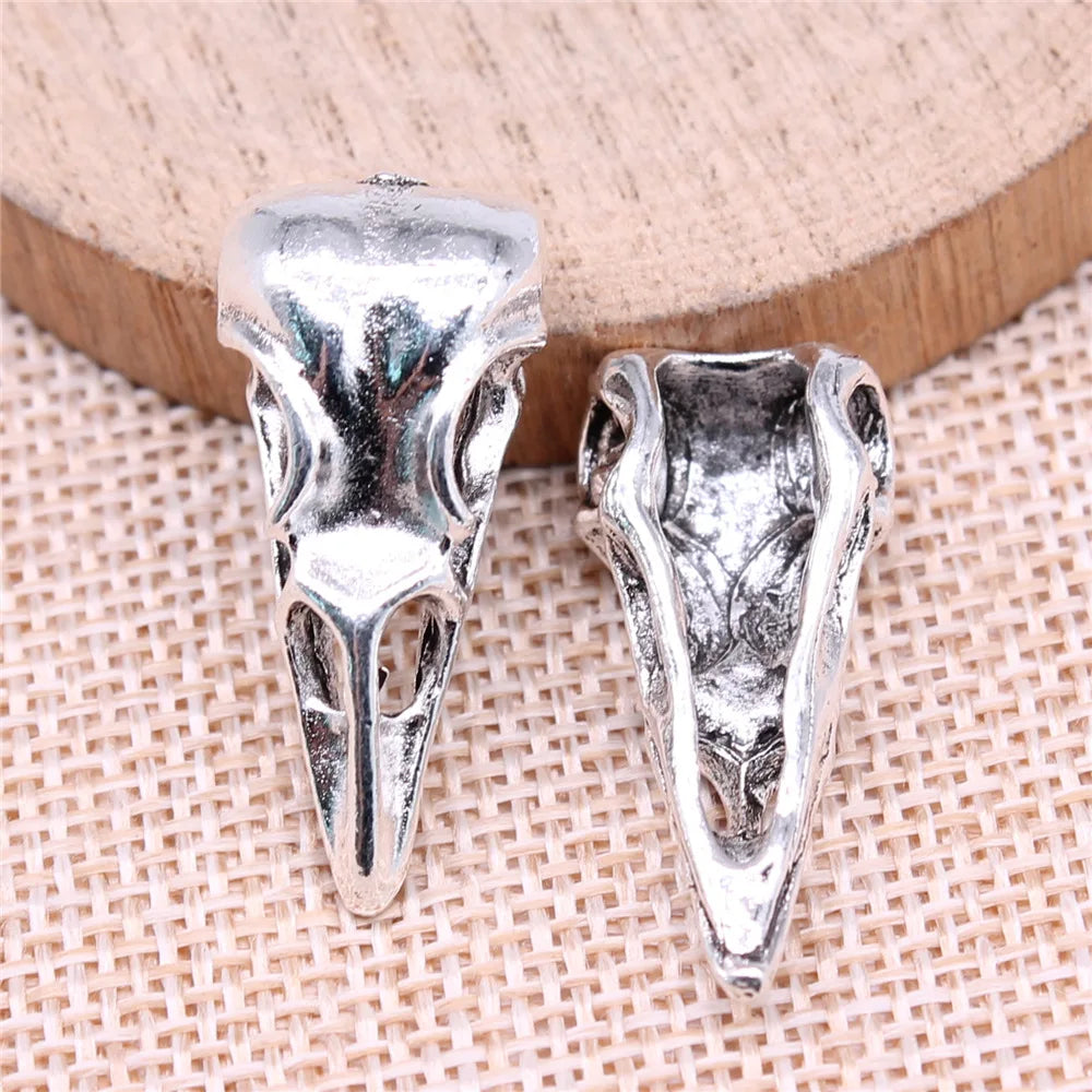 31x25x10mm 4.6g Antique Silver Zinc Alloy Bird Beak Skull Charm Pendant for DIY Gothic Jewelry Making
