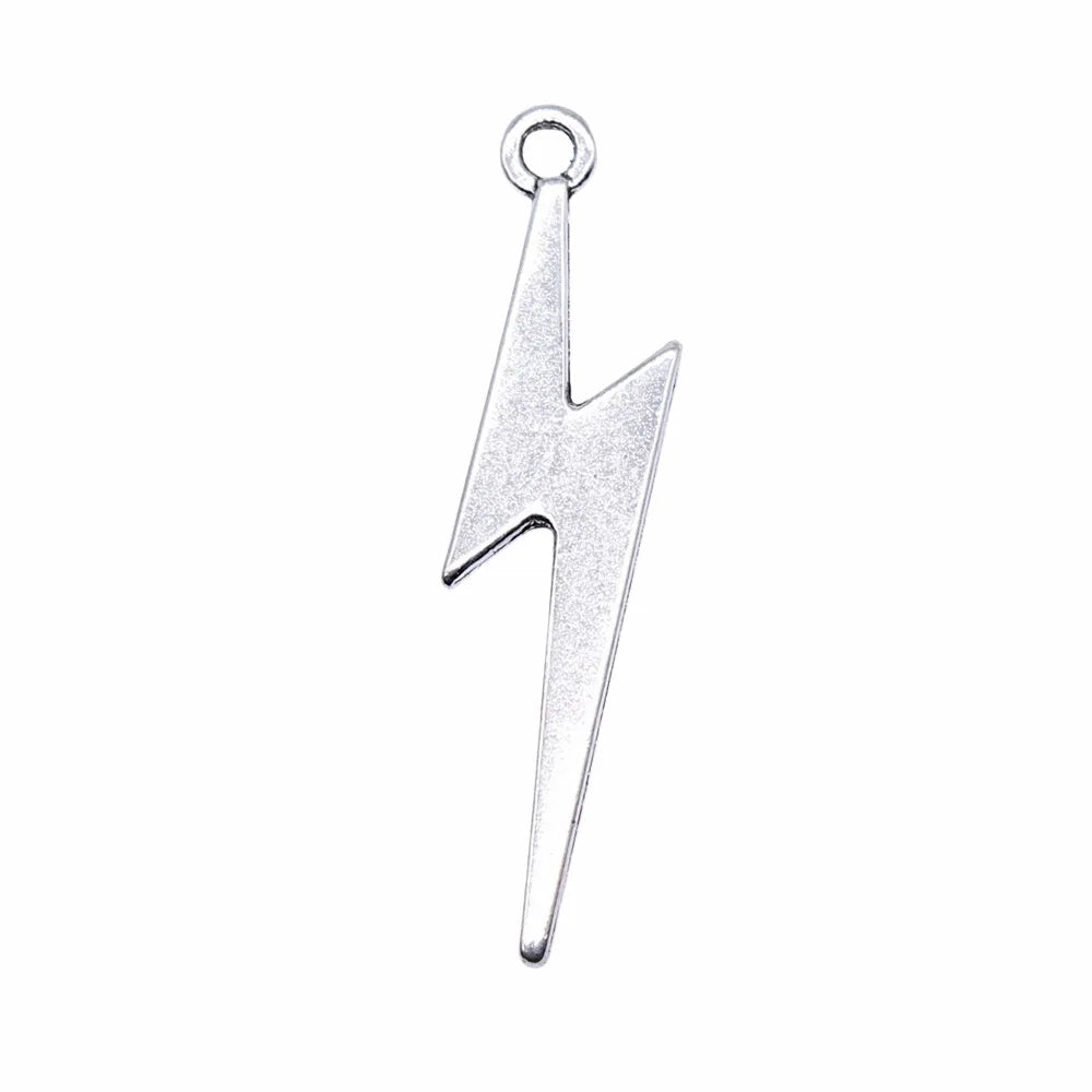34x8mm 0.85g Antique Silver Zinc Alloy Lightning Bolt Charm Pendant for DIY Necklace Bracelet Making