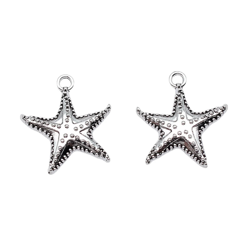 24x21mm 3.2g Multicolor Zinc Alloy Starfish Charm Pendant for DIY Ocean Theme Jewelry Making