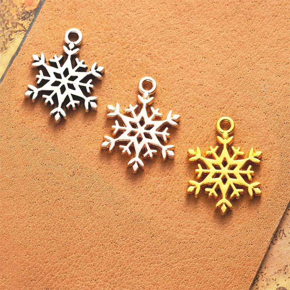 21x16MM Zinc Alloy Snowflake Double Sided Charm Pendant for DIY Necklace Bracelet Jewelry Making