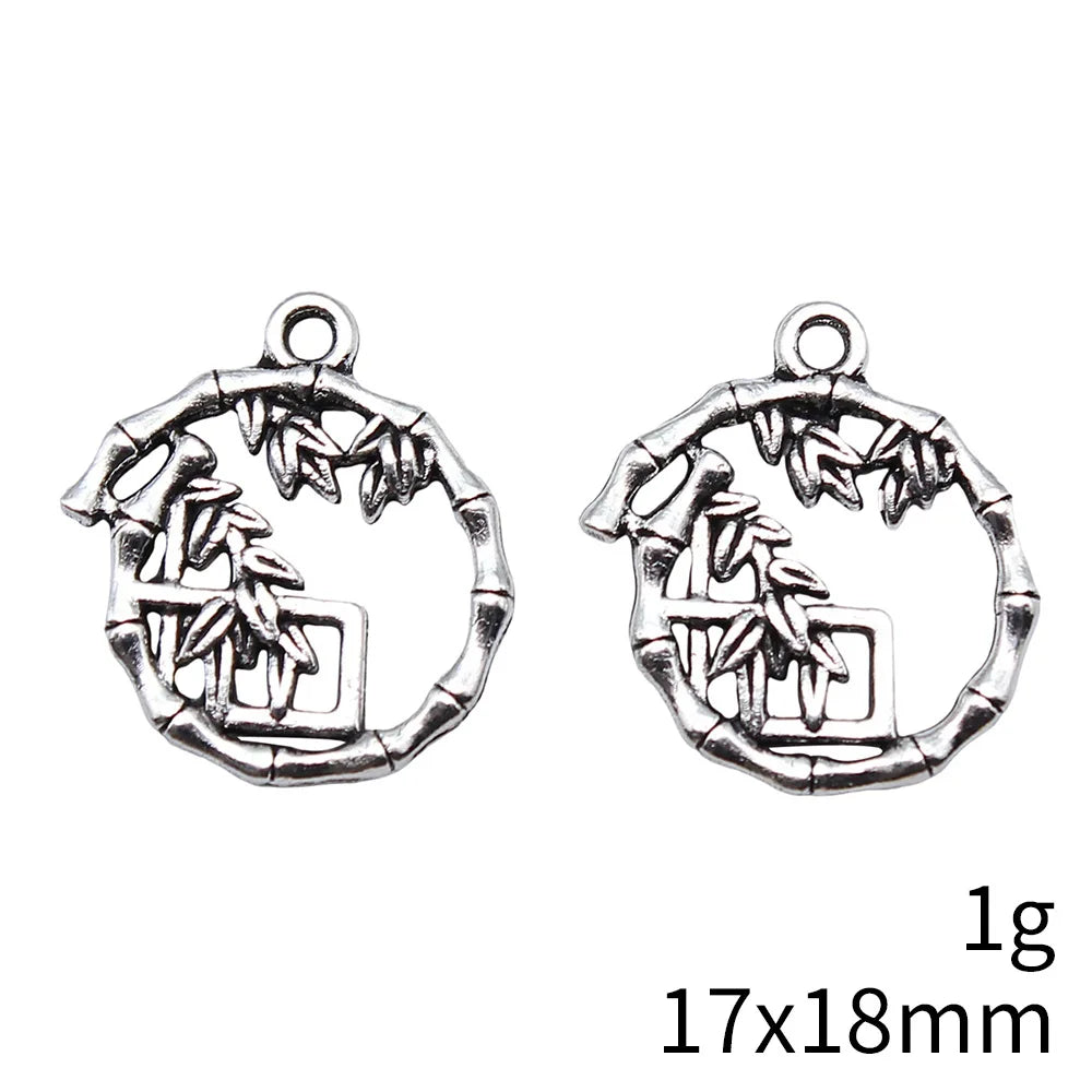 17x18mm 1g Antique Silver Zinc Alloy Bamboo House Charm Pendant for DIY Necklace Bracelet Making