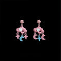 Cute Colorful Alloy Cloud Star Moon Drop Earrings With Silver Plated Pins
