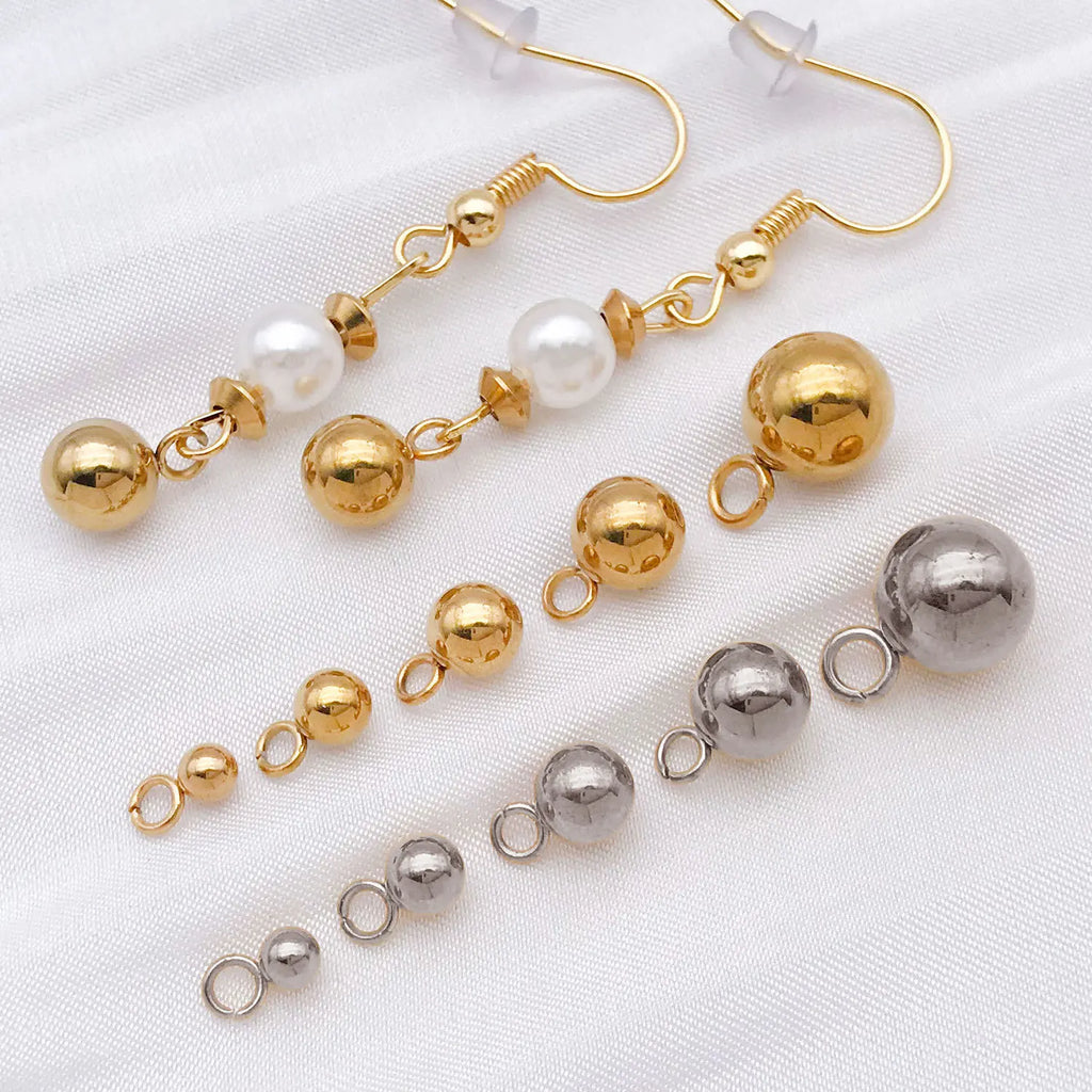 Gold Stainless Steel Round Ball Bead End Bead for DIY Necklace Bracelet