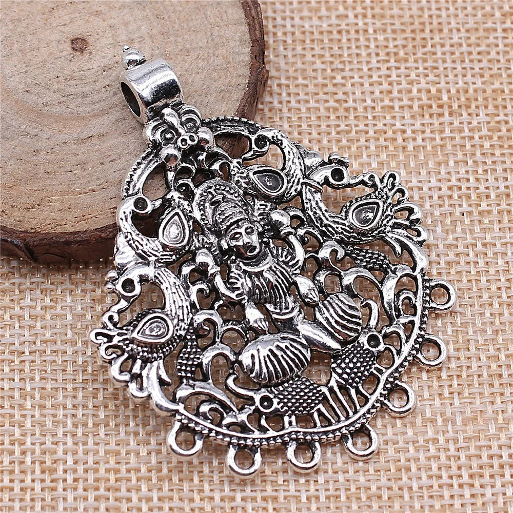 49x63mm 10.8g Antique Silver Zinc Alloy Indian Deity Charm Pendant for DIY Necklace Jewelry Making