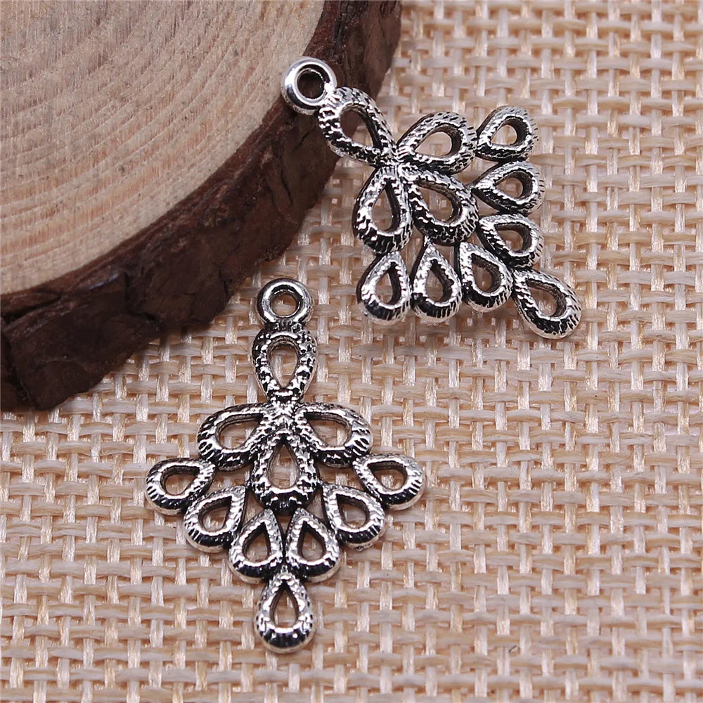 16x24mm 0.9g Antique Silver Zinc Alloy Openwork Geometric Earring Connector Charms for DIY Jewelry Making