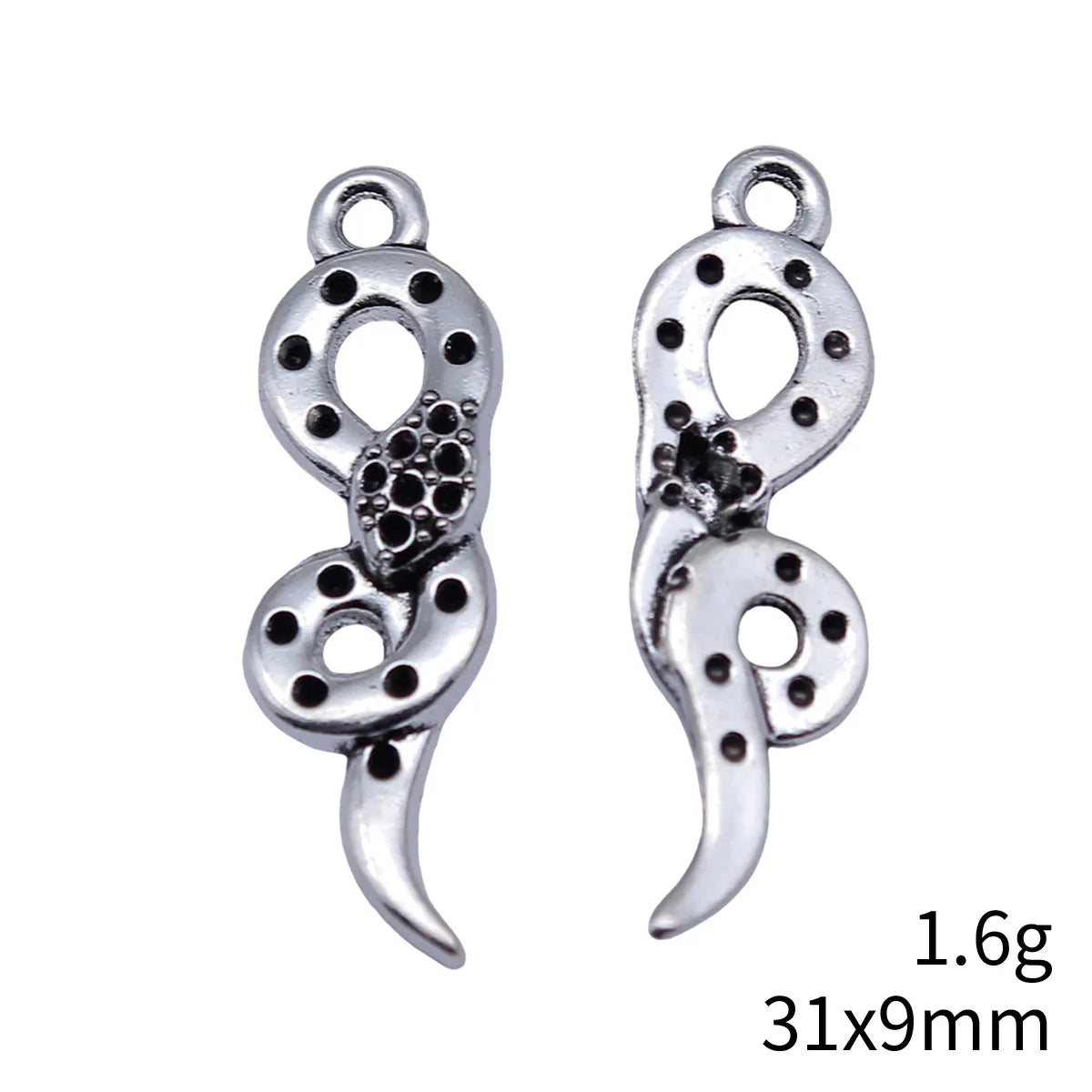 31x9mm 1.6g Antique Silver Zinc Alloy Snake Charm Pendant for Bracelet Necklace DIY Jewelry