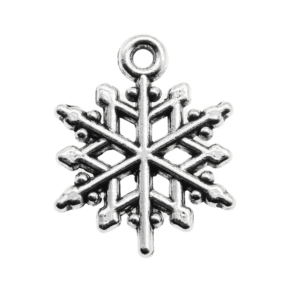 20x16mm 1.2g Antique Silver Zinc Alloy Snowflake Charm Pendant for DIY Christmas Jewelry Making