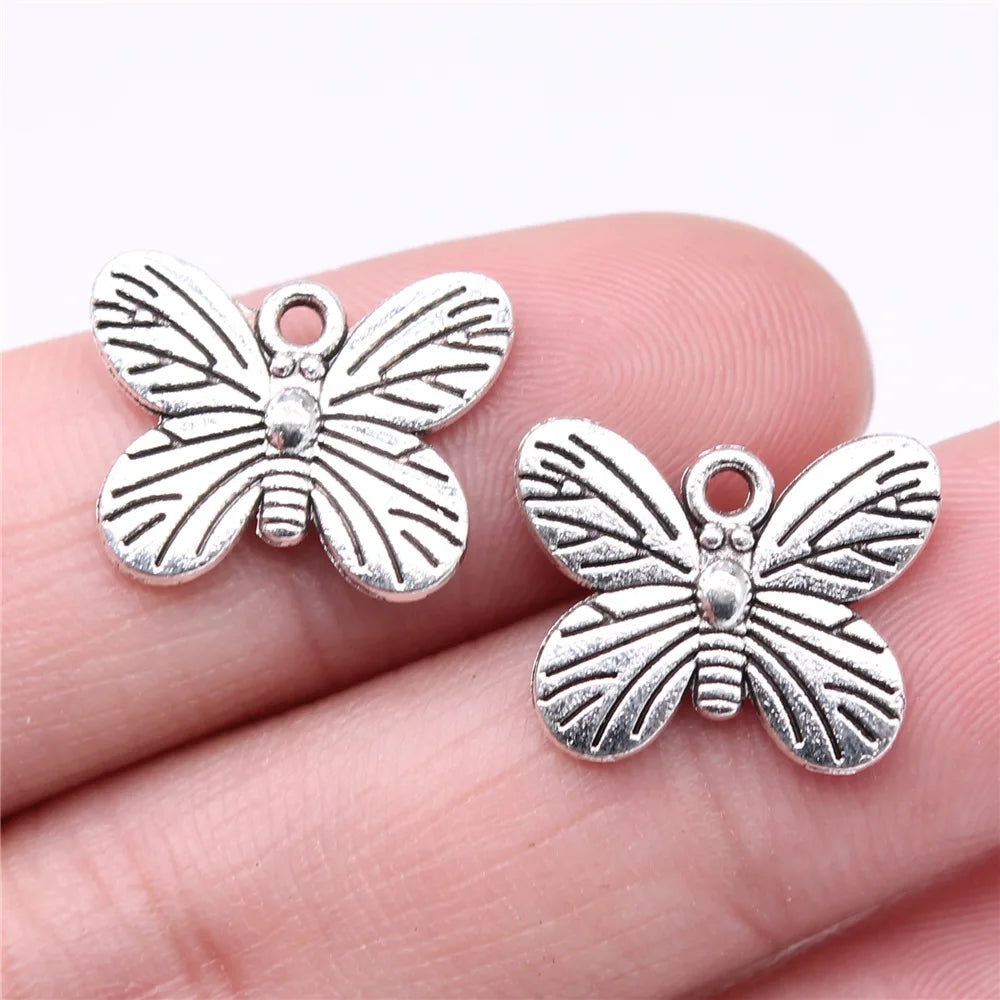 17x14mm 1.28g Antique Silver Zinc Alloy Butterfly Charm Pendant for DIY Necklace Bracelet Jewelry Making