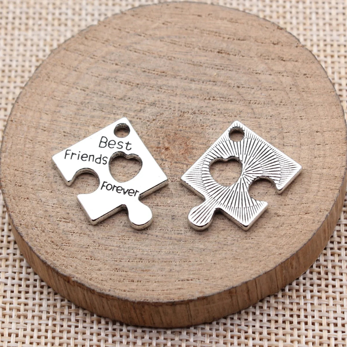 22x16mm 2.6g Blackened White K Zinc Alloy Best Friends Forever Puzzle Charm Pendant for DIY Jewelry