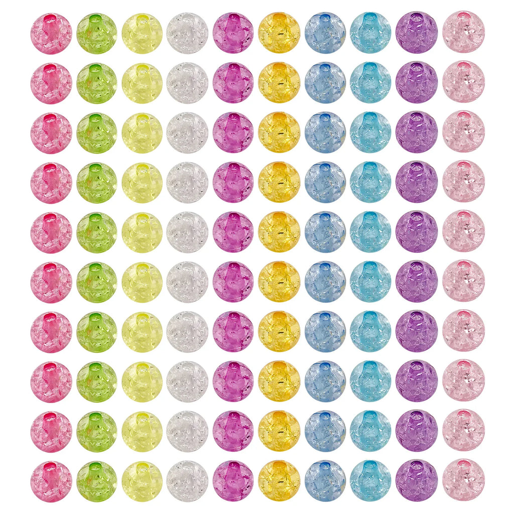 Transparent Acrylic Crackle Round Loose Beads for DIY Bracelet Necklace Jewelry Making