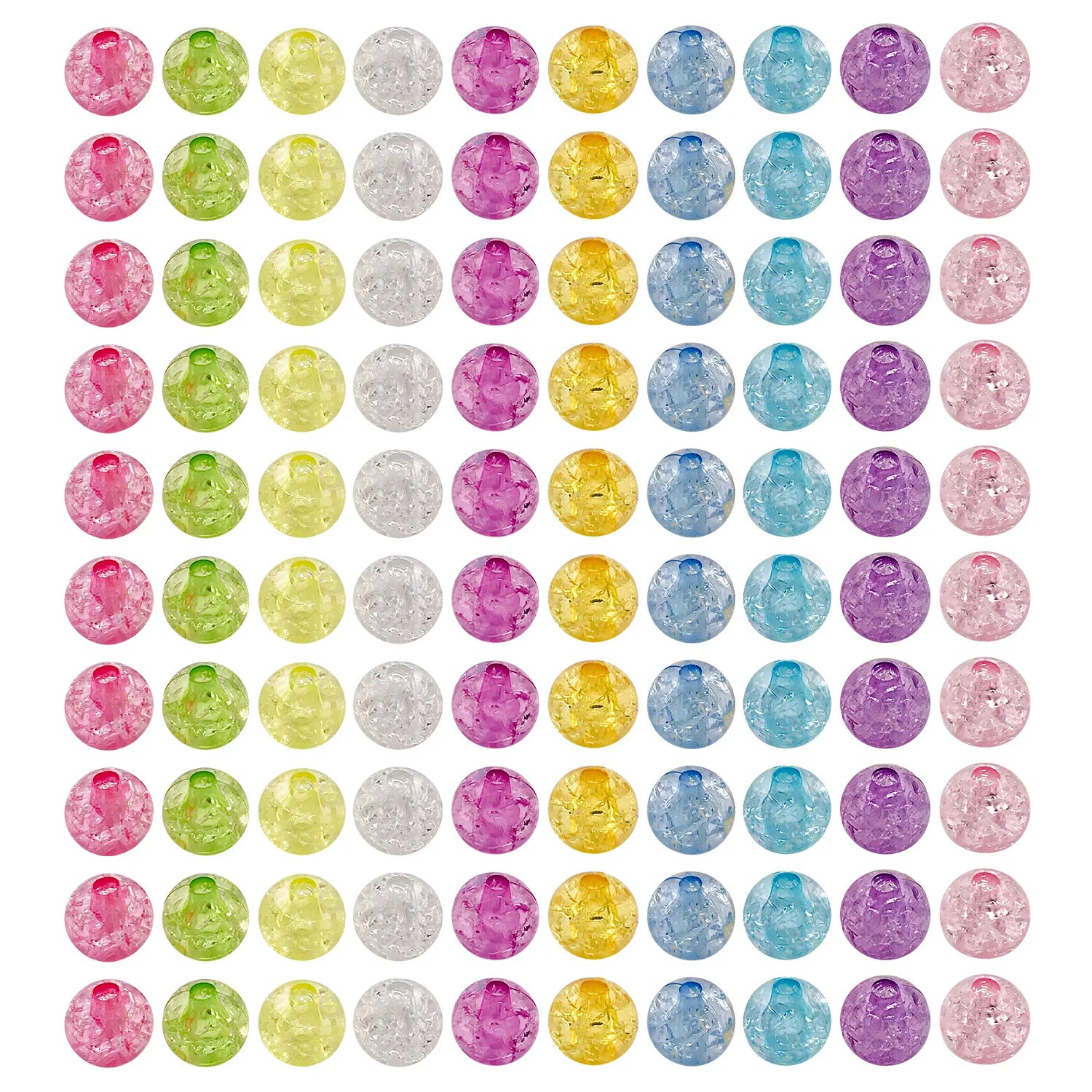 Transparent Acrylic Crackle Round Loose Beads for DIY Bracelet Necklace Jewelry Making