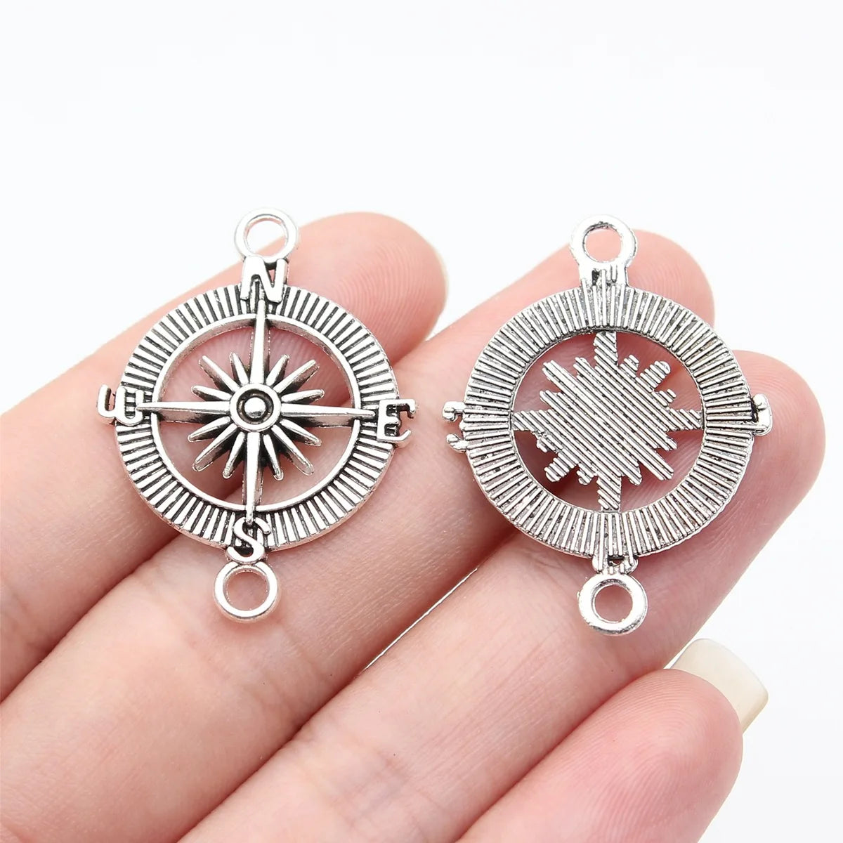 33x24mm 2.5g Multicolor Zinc Alloy Compass Connector Charm for DIY Necklace Bracelet Jewelry
