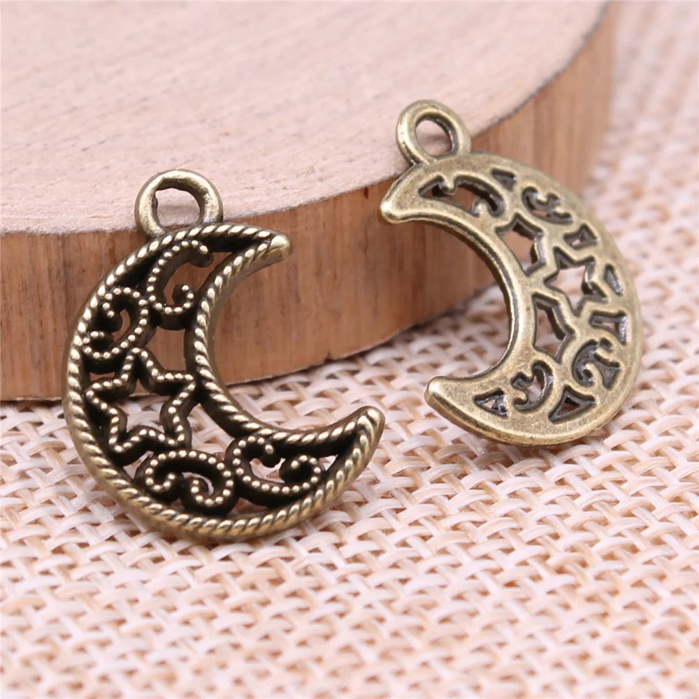 19x14mm 1g Multicolor Zinc Alloy Moon Star Charm Pendant for DIY Necklace Bracelet Jewelry Making