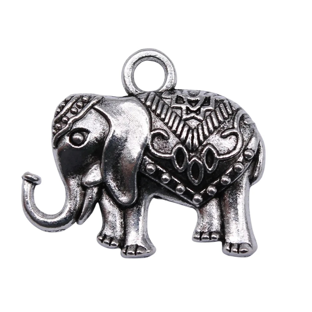 22x19mm 1.7g Antique Silver Zinc Alloy Elephant Charm Pendant for DIY Necklace Bracelet Making