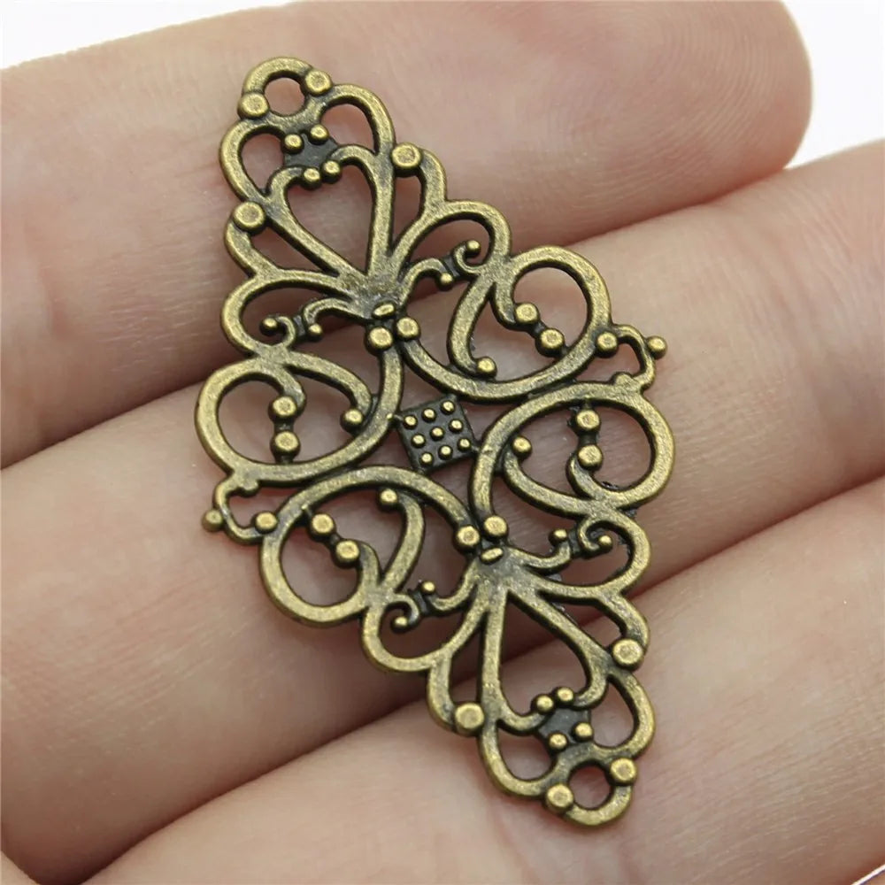 41x25mm 2.3g Multicolor Zinc Alloy Flower Filigree Connector Charm for DIY Necklace Bracelet Making