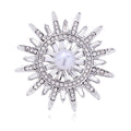 Vintage Eight-Point Star Rhinestone Pearl Brooch For Women, Elegant Hollow Round Lapel Pin Suit Accessory