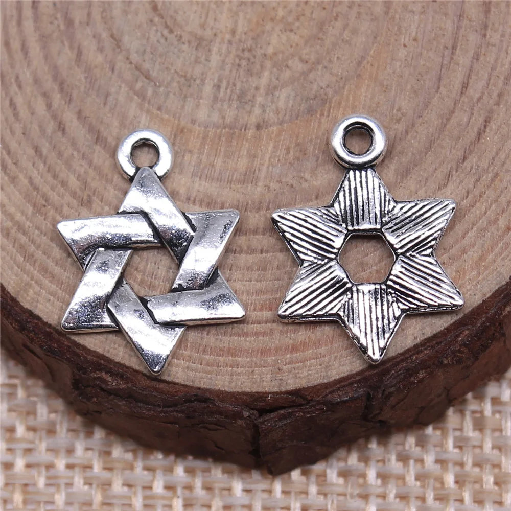 17x14mm 0.8g Multi-Color Zinc Alloy Star of David Charm Pendant for DIY Bracelet Necklace Making