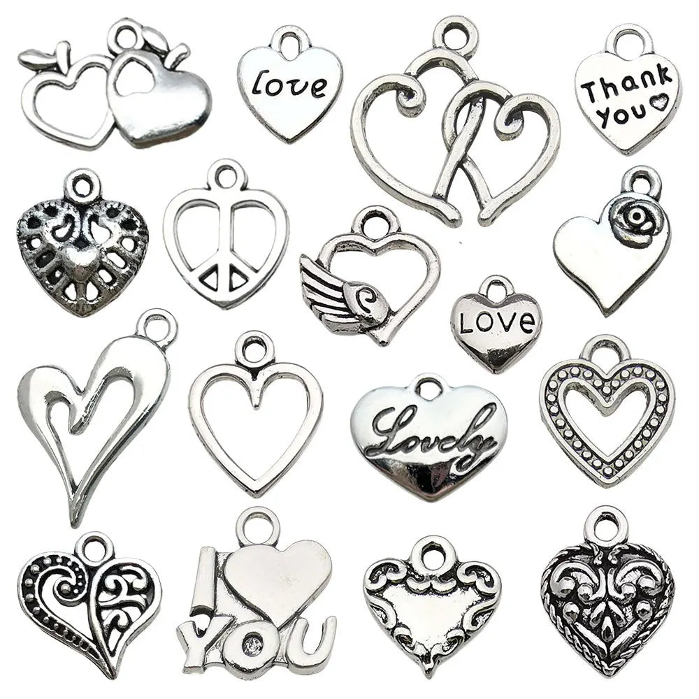 Vintage Zinc Alloy Heart Love Letter Charm Pendant for DIY Necklace Bracelet Keychain Jewelry