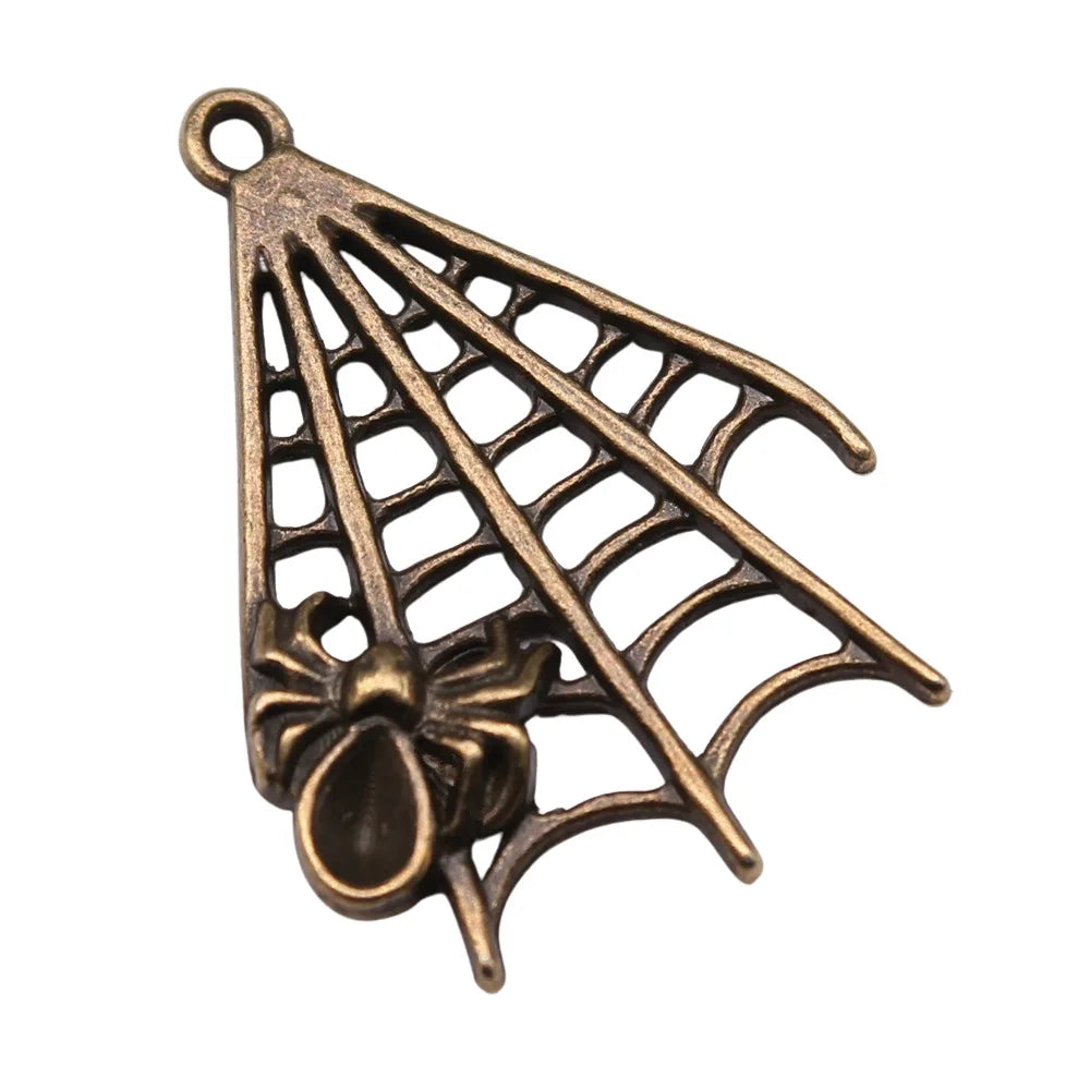 32x23mm 2.9g Multicolor Zinc Alloy Spider Spider Web Charm Pendant for DIY Halloween Jewelry Making